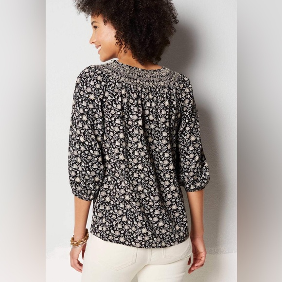 J Jill Top Womens XL Floral Smocked On or Off-Shoulder Top - Picture 3 of 8